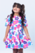 Imagem do Vestido Infantil Branco Floral Azul e Rosa