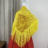 XALE DE TULE BORDADO COM FRANJA (AMARELO)