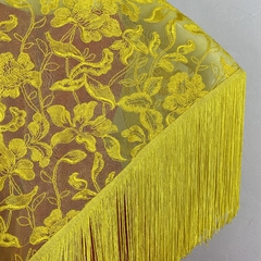 XALE DE TULE BORDADO COM FRANJA (AMARELO) na internet