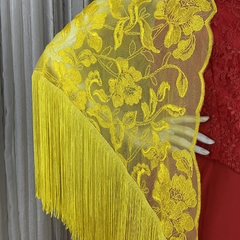 Imagem do XALE DE TULE BORDADO COM FRANJA (AMARELO)