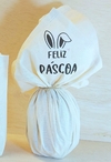 Embrulho de Páscoa Orelhinhas Feliz Páscoa - Algodão Cru - Personalizado - Embalagem para Ovo de Páscoa