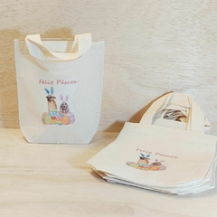 Sacolinha Minibag Coelhinho de Gravata - Personalizada - Estampa Padrão - Algodão Cru - Lembrancinha - loja online