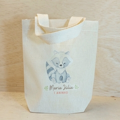 Sacolinha Minibag Bosque Animais - Estampa Grande - Personalizada - Estampa Grande - Algodão Cru - Lembrancinha de Aniversário - loja online