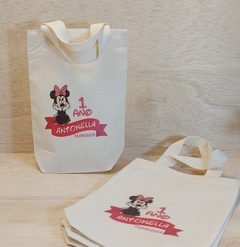 Sacolinha Minibag Turma do Mickey - Personalizada - Estampa Grande - Algodão Cru - Lembrancinha de Aniversário - Craft.Mimo