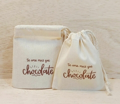Saquinho Te Amo Mais que Chocolate - Cordão Embutido 10x13cm - Embalagem Ecológica