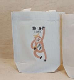 Sacolinha Minibag Onça - Artbook - Safari - Nome e Idade - Personalizada - Estampa Grande - Algodão Cru - Lembrancinha de Aniversário na internet