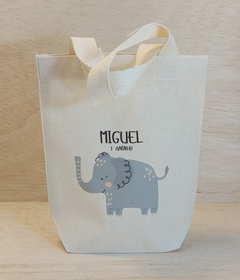 Sacolinha Minibag Onça - Artbook - Safari - Nome e Idade - Personalizada - Estampa Grande - Algodão Cru - Lembrancinha de Aniversário - comprar online