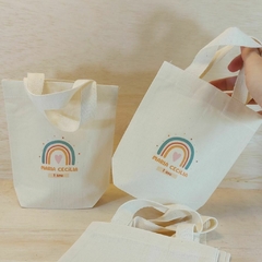 Sacolinha Minibag Arco-Íris Candy Color - Personalizada - Estampa Padrão - Algodão Cru - Lembrancinha de Aniversário - loja online
