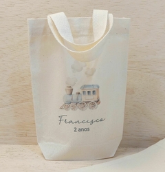 Sacolinha Minibag Mascotinho - 1 aninho - Personalizada - Estampa Grande - Algodão Cru - Lembrancinha de Aniversário - loja online