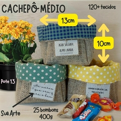 Cachepô Margarida - Rosa Bebê - Juta e Tecido - Cestinho - Dia das Mães - Lembrancinha - Craft.Mimo