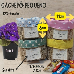 Cachepô Listras Caramelo - Juta e Tecido - Cestinho - Dia das Mães - Lembrancinha - loja online