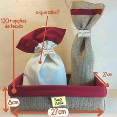 Cesta Natalina Kit com Sacos de Bebida e Panetone e Tags (3 peças com tags) : Saco de Bebida Padrão Juta e Tecido: Saco de Panetone Tradicional Algodão e Tecido - loja online