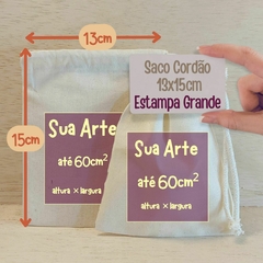 Saquinho Cordão Safari Baby Idade - Estampa Grande - Lembrancinha - Algodão Cru - comprar online