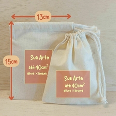 Saquinho Save The Date - Convite - Lembrancinha - Estampa Personalizada - Algodão Cru com Cordão Embutido - 10x13cm