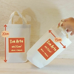 Sacolinha Minibag Joias Artesanais - Personalizada - Estampa Grande - Algodão Cru - Brinde Personalizado