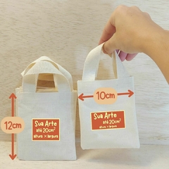 Sacolinha Minibag Semi Joias - Personalizada - Estampa Padrão - Algodão Cru - Brinde Personalizado - comprar online