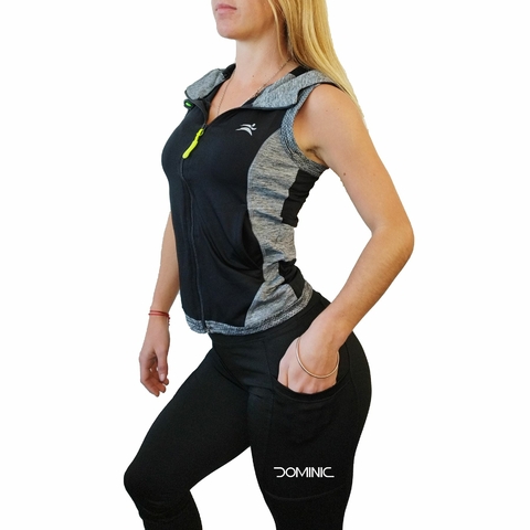 Campera Chaleco Sport Mujer Capucha Mujer Kenny Fit Lycra