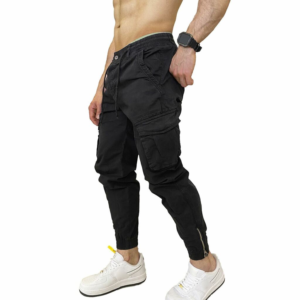 Ouber - Pantalones deportivos tipo jogger para hombre, de corte ajustado y  bolsillos con cremallera