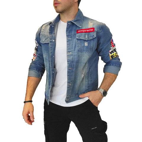 Campera Jean Hombre Parches Importada