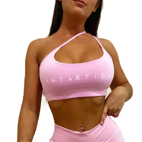 Top Corpiño Deportivo Mujer Colour Tira Liso Gimnasio Lycra Antartida