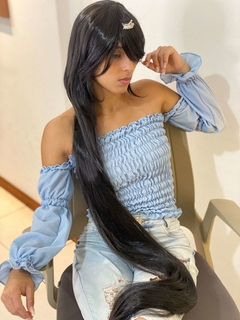 Peruca Preta Gigante 150cm Cosplay Otome 1 Metro e Meio - comprar online