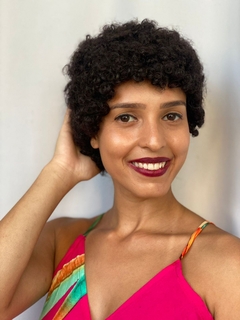 Imagem do Peruca cabelo 100% humano castanho escuro cacheada afro 4a