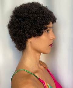 Imagem do Peruca cabelo 100% humano castanho escuro cacheada afro 4a