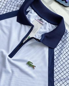 Polo manga quadriculada - raridade (branco azul marinho) - loja online