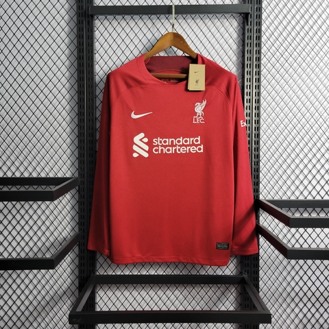 Camisa Liverpool Home Kit Nike Manga Longa 2022 23