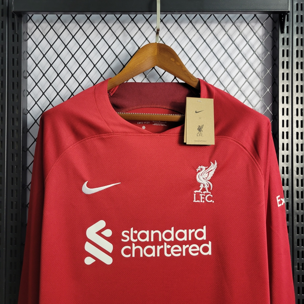 Camisa Liverpool Home Kit Nike Manga Longa 2022-23