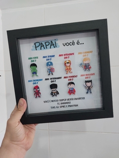 Quadro Papai Super Herói - Moldura Preta