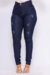 Calça Jeans Feminina Cintura Alta Azul Escura Skinny Com Lycra