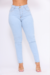 Calça Jeans Skinny Feminina Cintura Alta Com Lycra Levanta Bumbum Azul Claro