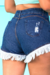 Short Jeans Feminino Cintura Alta Barra Desfiada Destroyed Stillger