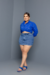 Short Saia Jeans Plus Size Feminina Cintura Alta Com Lycra