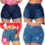 3 Shorts Plus Size Jean Feminino Azul destroyed Melhor Preço - comprar online