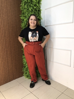 CALÇA ALFAIATARIA PLUSSIZE COM CINTO FERRUGEM