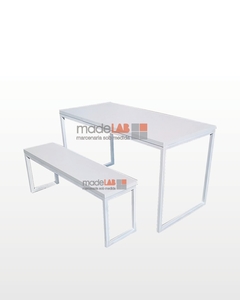 MESA + 1 BANCO 120X79CM - BRANCO + BRANCO - M1B12079BCOBCO