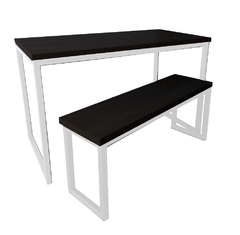 MESA + 1 BANCO 120X79 BRANCO + PRETO - M1B12079BCOPTO - comprar online