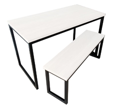 MESA + 1 BANCO 120X79CM PRETO + BRANCO - M1B12079PTOBCO - comprar online