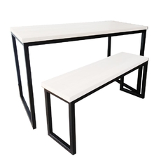 MESA + 1 BANCO 120X79CM PRETO + BRANCO - M1B12079PTOBCO