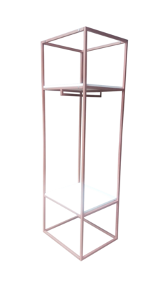 Arara Cabideiro U - Rose Gold + MDF Branco - 2 Prateleiras - 190x60x50cm - CAB1906050RGOLDBCO2PT - comprar online