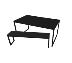 Mesa + 1 Banco 150x90cm Preto + Preto - M1B15090PTOPTO