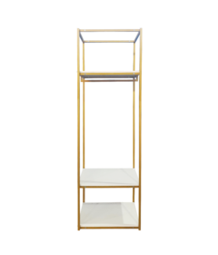 Arara Cabideiro U - Dourado + MDF Branco - 3 Prateleiras - 190x60x50cm - CAB1906050DOUBCO3PT na internet