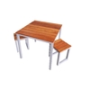 MESA RIPADA + 2 BANCOS 80X80CM - CINZA + JATOBA - MRPD2B8080CINJTB