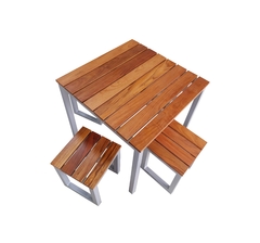 MESA RIPADA + 2 BANCOS 80X80CM - CINZA + JATOBA - MRPD2B8080CINJTB - comprar online