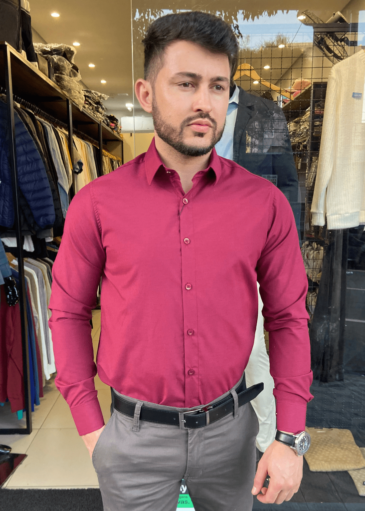 Camisa Slim Fit Xadrez Tecido Tricoline