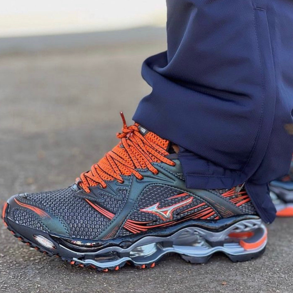 Tenis Mizuno Wave Prophecy 1 Cinza e Laranja
