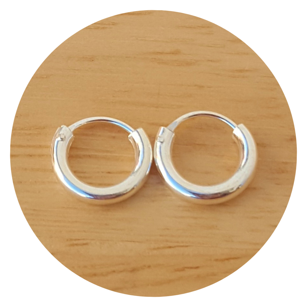 Aros Argollas Gruesas de 10mm de Plata 925 por Par