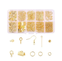 KIT ARMAR AROS PULSERAS COLLAR PITONES MOSQUETONES X 300 UNIDADES ORO